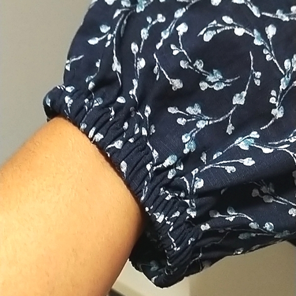 a.n.a Long Sleeve Stand Collar Blouses Blue Spring Floral XL - Picture 5 of 11